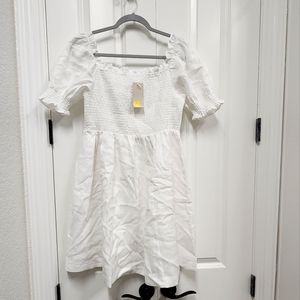 Boden linen puff sleeve dress